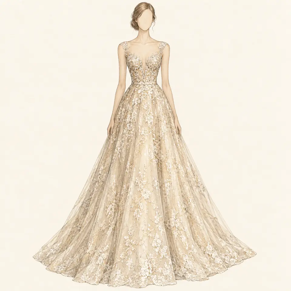 Champagne and gold (illustration)