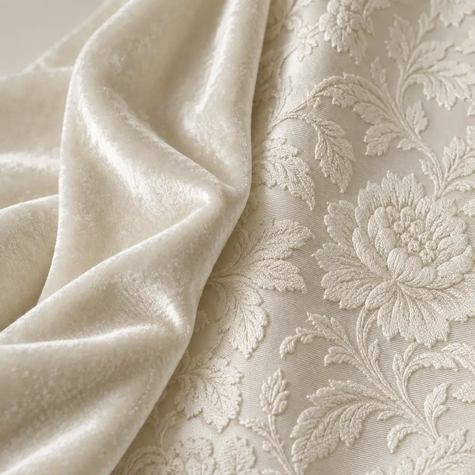 Velvet and brocade: bridal fabric (illustration)