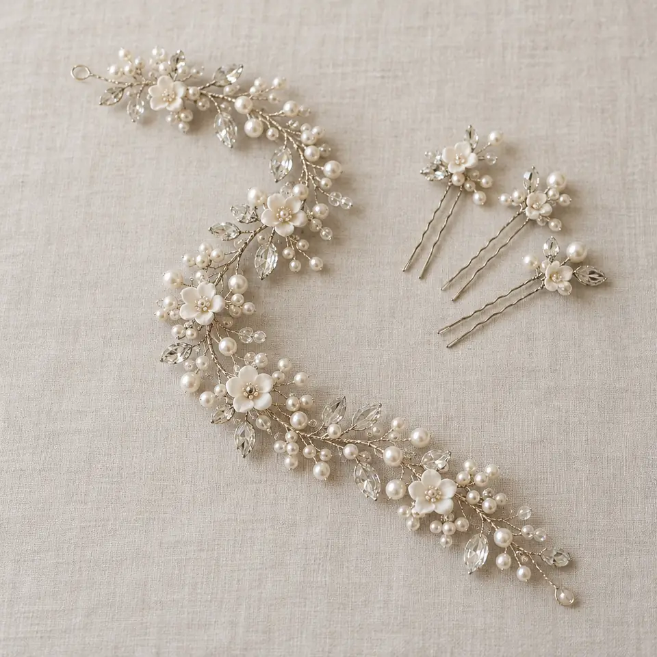Hair vine and pins: bridal headpiece (illustration)