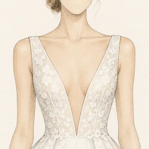 V-neck and plunging V: neckline (illustration)