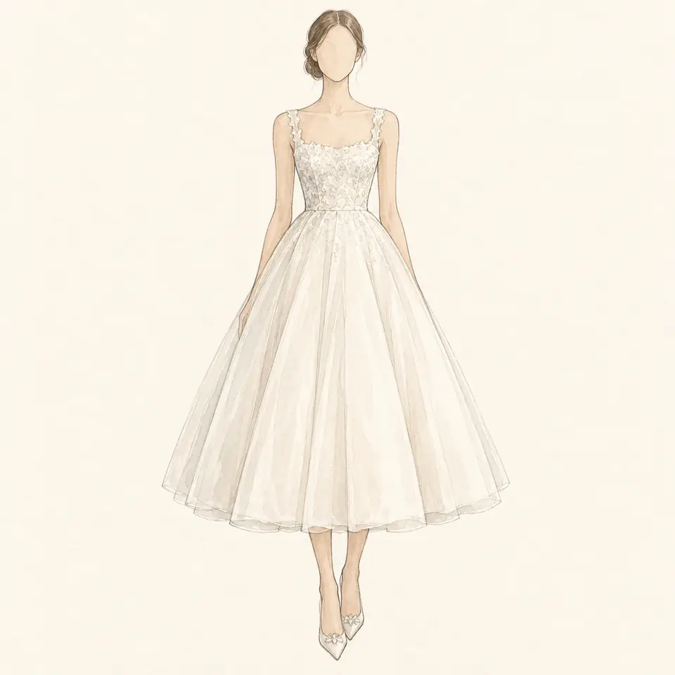 Tea-length: silhouette (illustration)